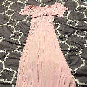 Off the shoulder baby pink boutique dress.